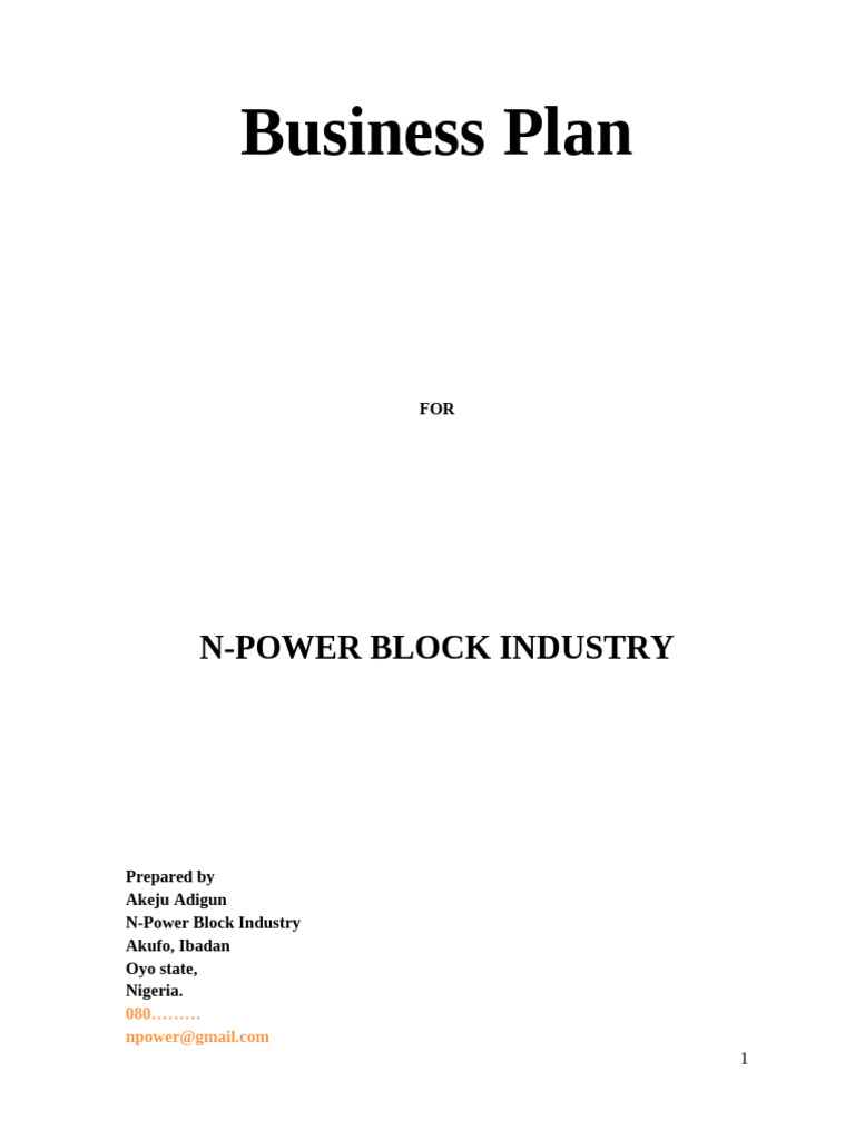 N-Power Block Industry Business Plan | PDF | Expense | Inflation
