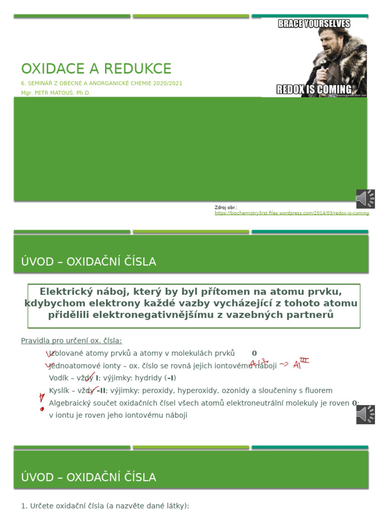 6 Seminar Oxidace-Redukce | PDF