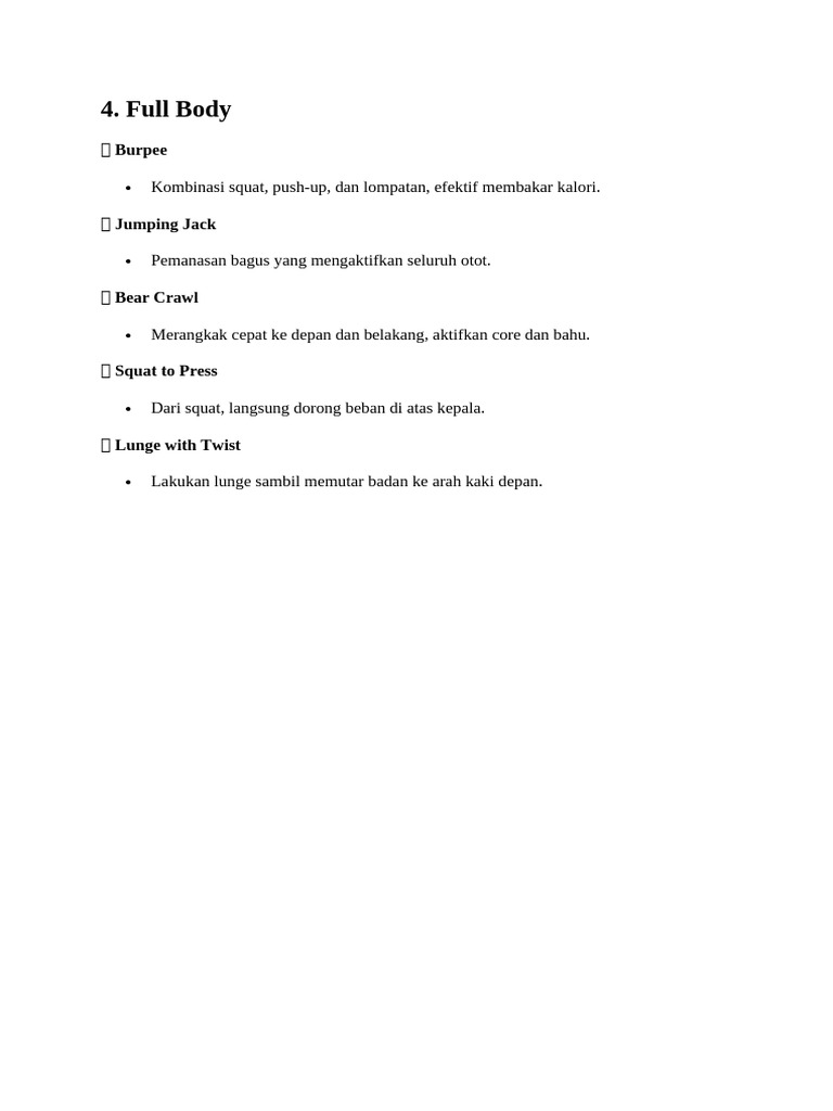 Latihan Full Body Efektif untuk Kebugaran | PDF