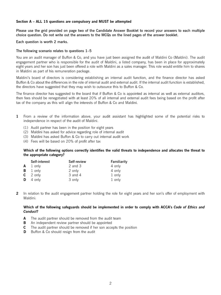 ACCA Audit & Assurance Exam Guide 2025 | PDF | Depreciation | Audit