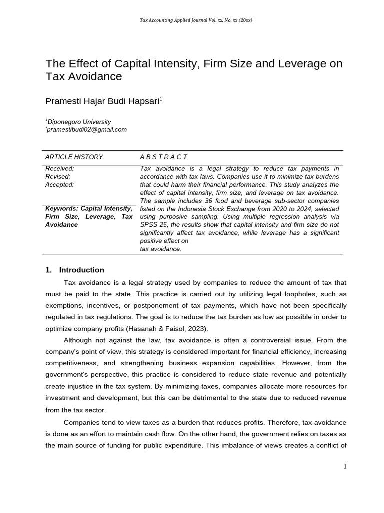 Impact of Leverage on Tax Avoidance | PDF | Multicollinearity | Taxes