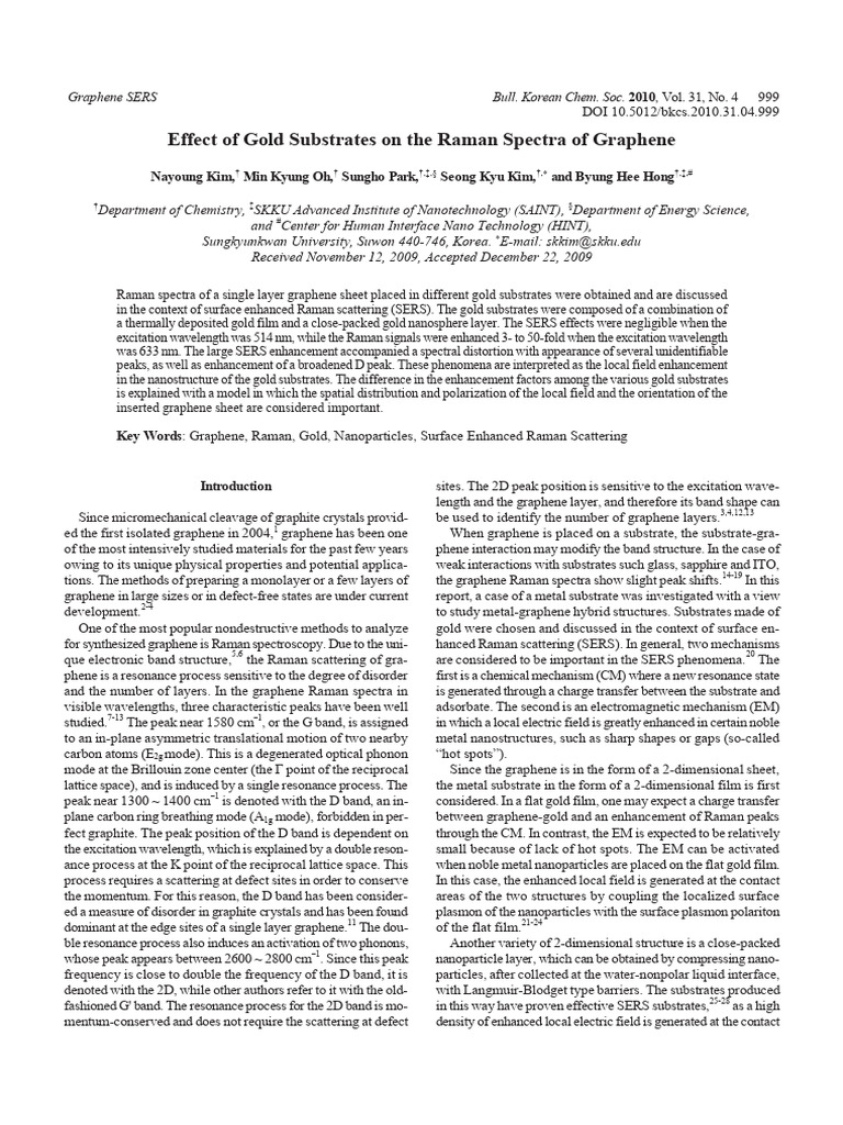 7.effect of Gold Substrates On The Raman Spectra of Graphene | PDF ...
