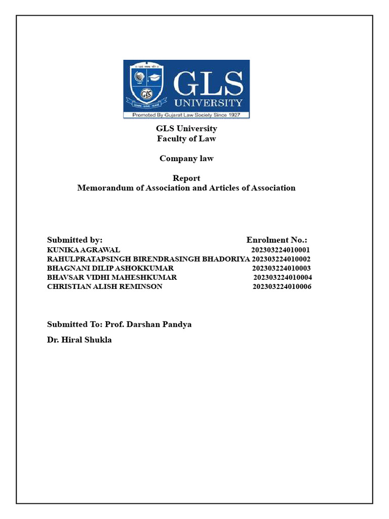 MoA and AoA: Key Company Documents | PDF | Articles Of Association ...