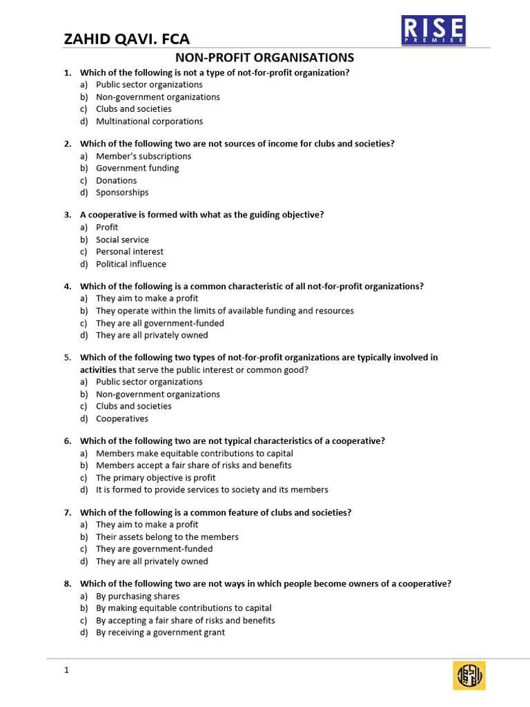 Understanding Non-Profit Organizations | PDF