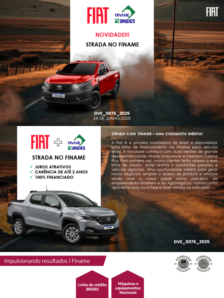 Dve 0076 Fiat Strada No Finame Junho 2025 | PDF | Crédito | Finanças e ...