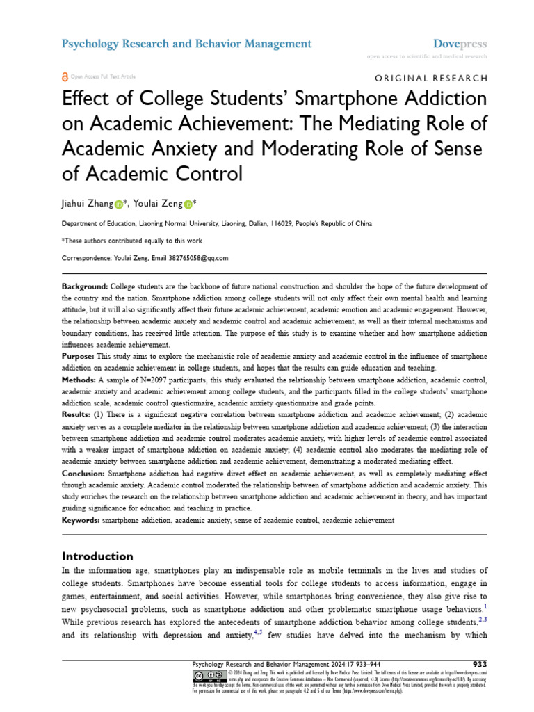 Effect of College Students' Smartphone Addiction | PDF | Anxiety | Emotions
