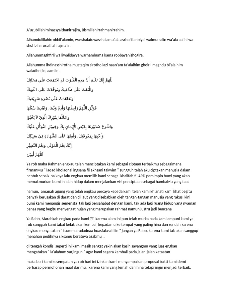 Doa dan Harapan untuk Alam dan Umat | PDF