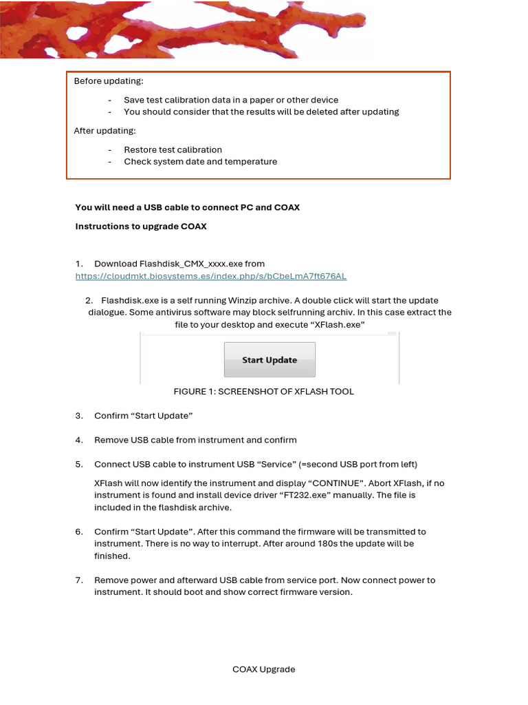 COAX Firmware Upgrade Instructions | PDF