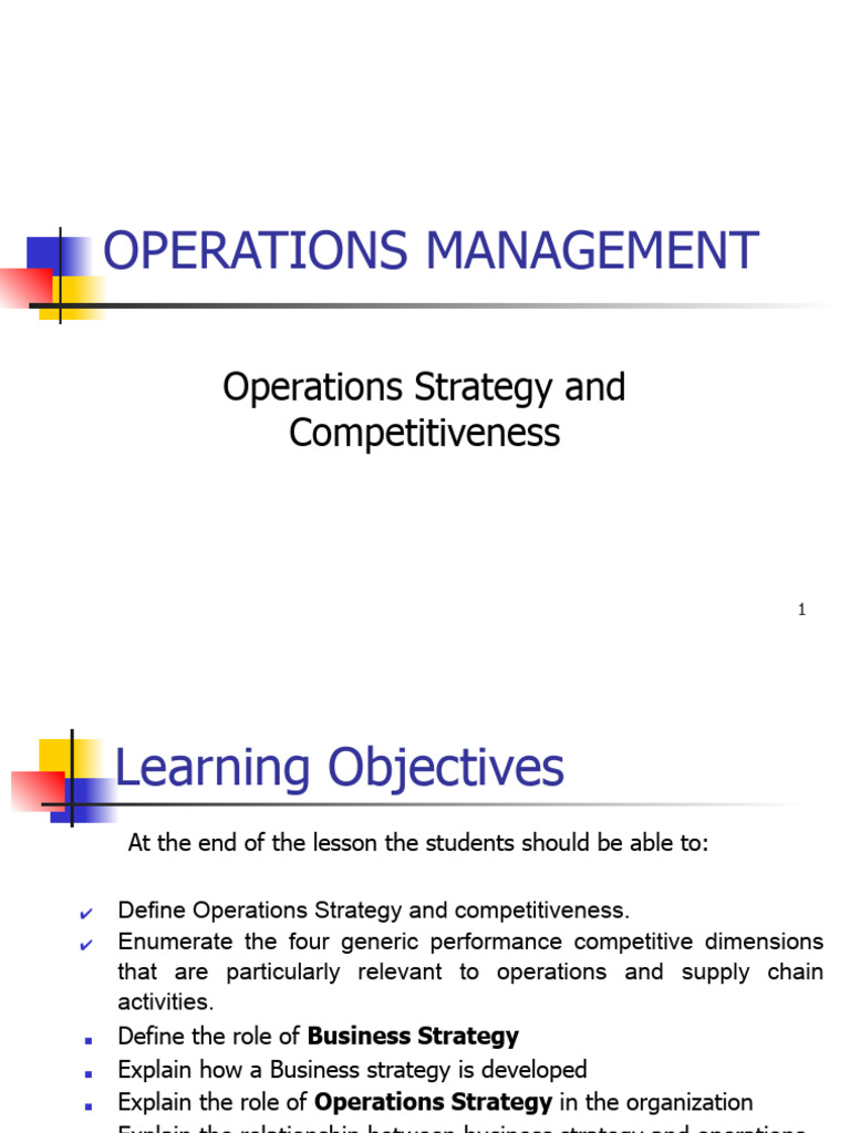 Operations Strategy for Competitive Advantage | PDF | Strategic ...