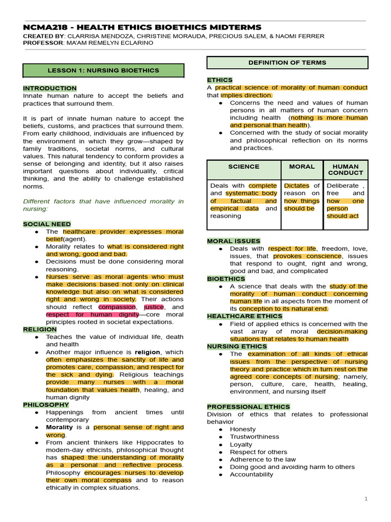 Nursing Bioethics and Moral Decision-Making | PDF | Informed Consent ...
