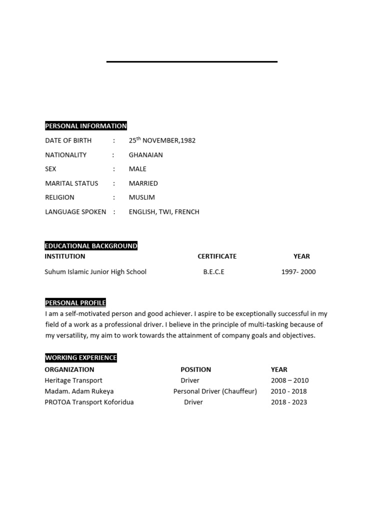 ILIASU IDDRISU's Professional CV | PDF
