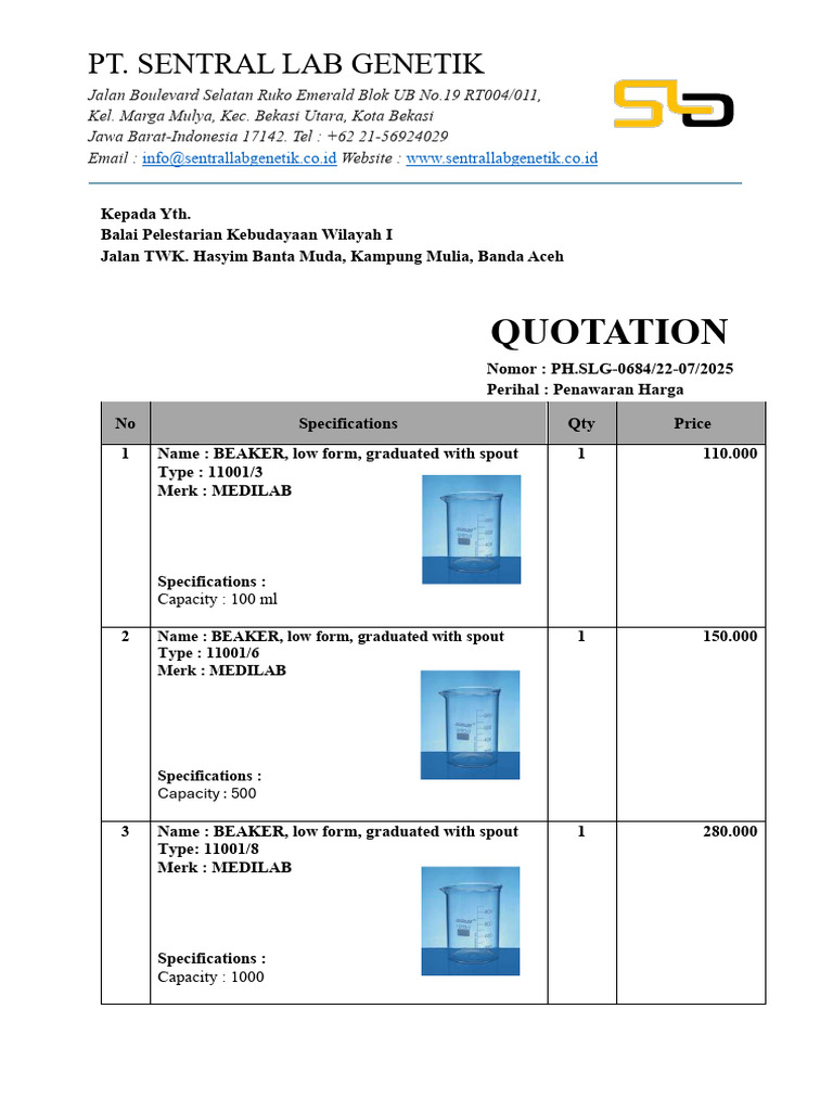 Quotation for Laboratory Equipment Supplies | PDF | Decibel