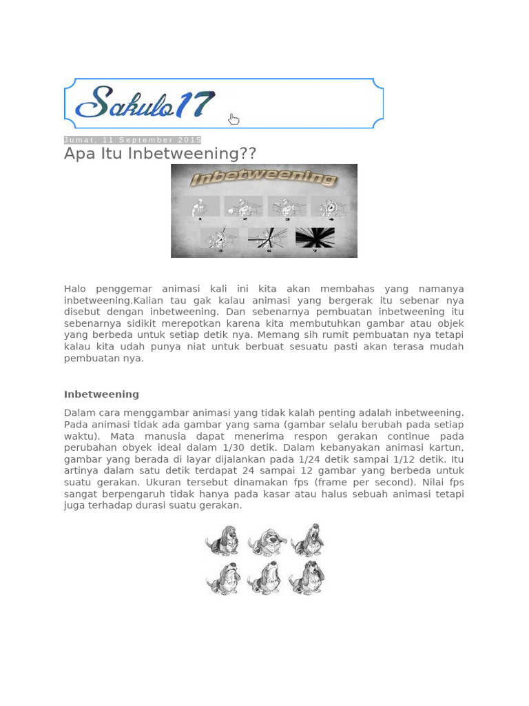 Memahami Inbetweening dalam Animasi | PDF