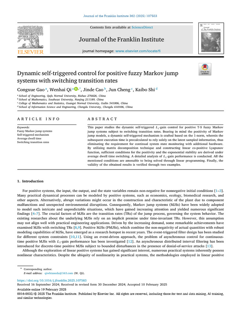 1 s2.0 S0016003225000778 Main | PDF | System | Control Theory
