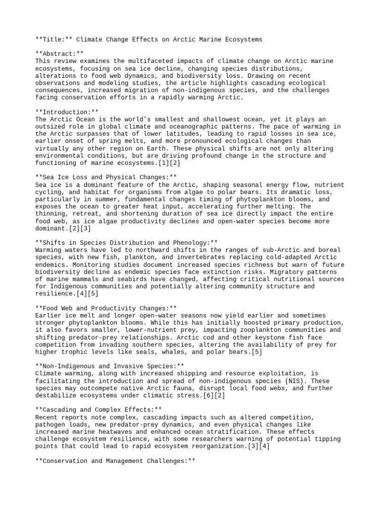 Climate Change Impact on Arctic Marine Life | PDF | Earth Sciences ...