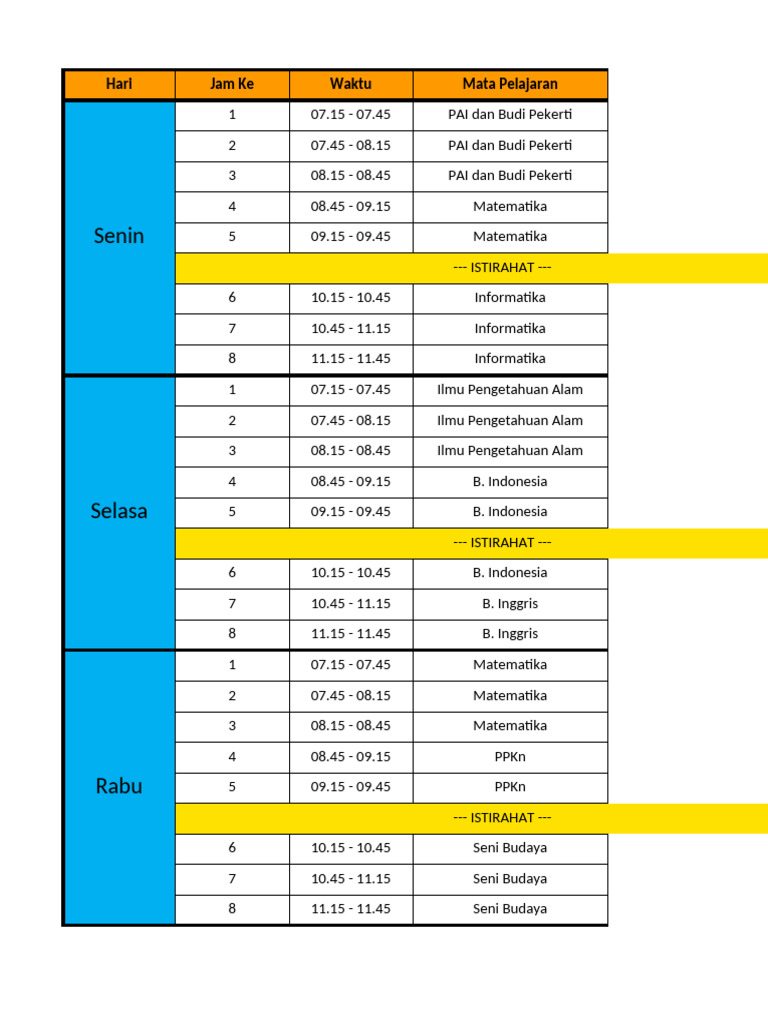 Jadwal Kelas VIII-F Rapi 2025 2026 | PDF