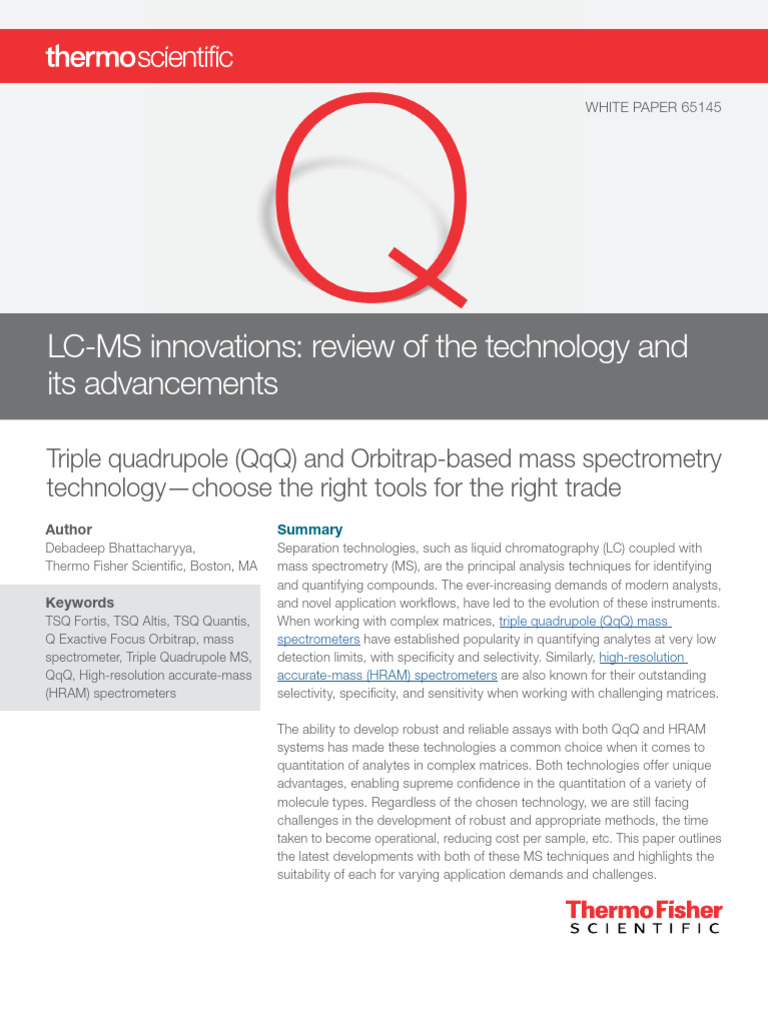 Advancements in Triple Quadrupole MS | PDF | Mass Spectrometry | Tandem ...