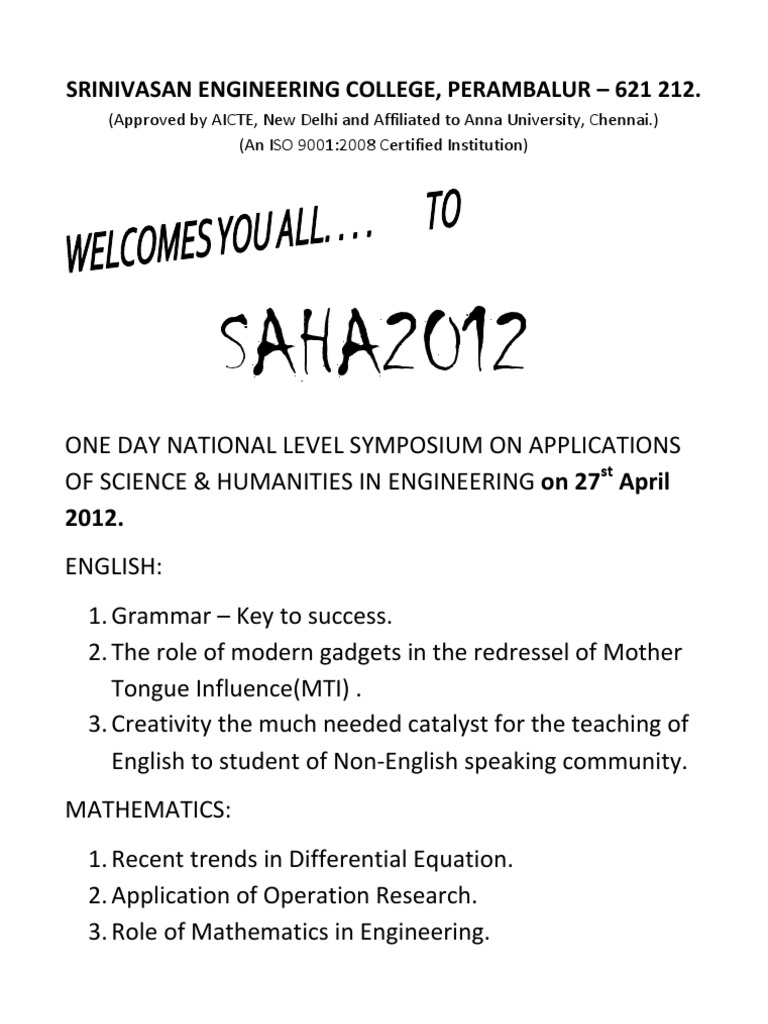 National Symposium on Science & Humanities | PDF | Technology & Engineering