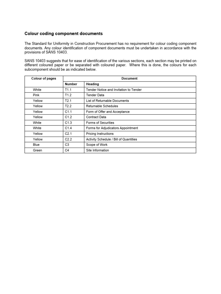 Colour Coding for Tender Documents | PDF