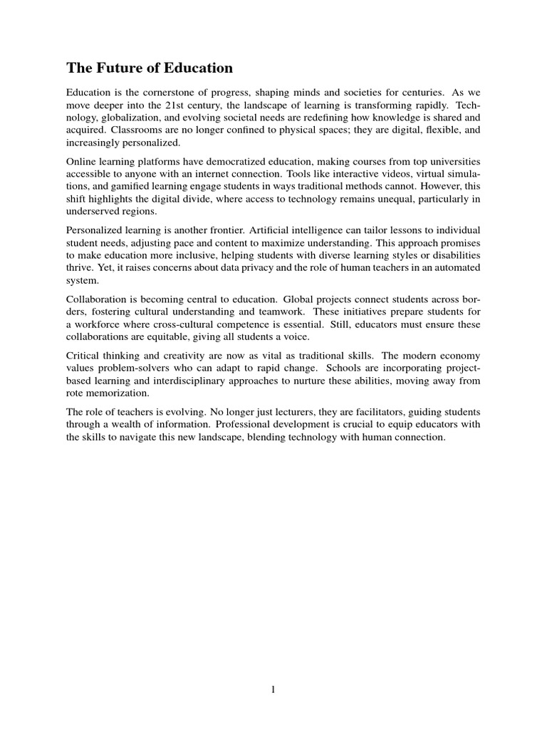 The Future of Education | PDF | Learning | Cognition
