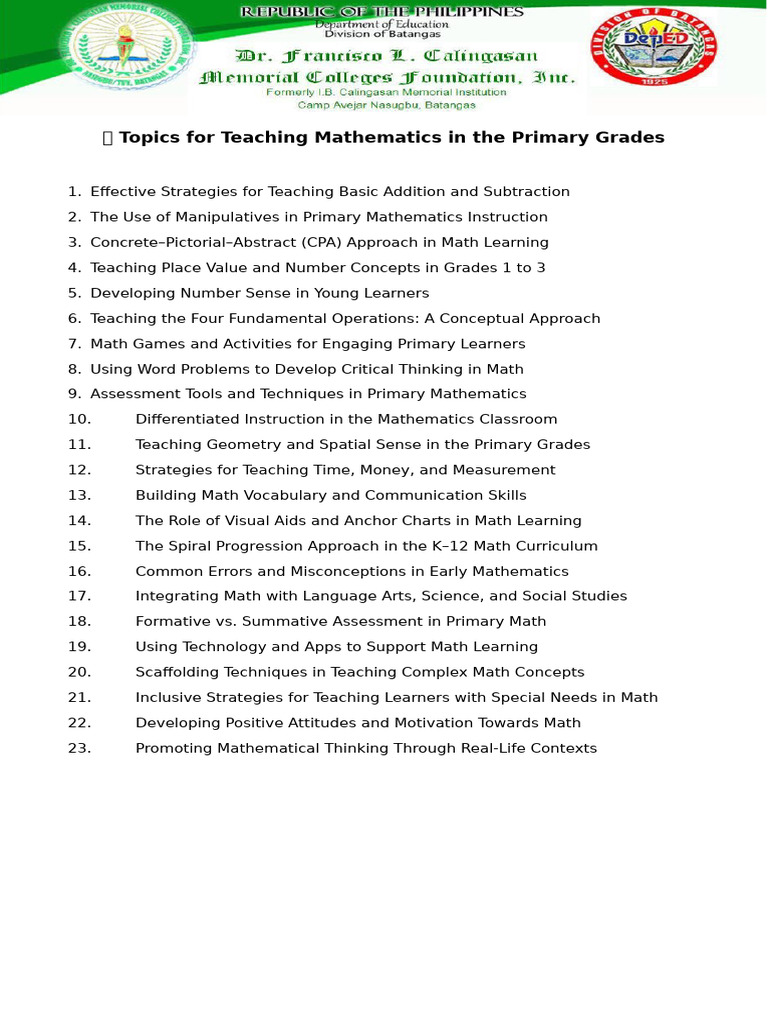 Primary Math Teaching Strategies Guide | PDF