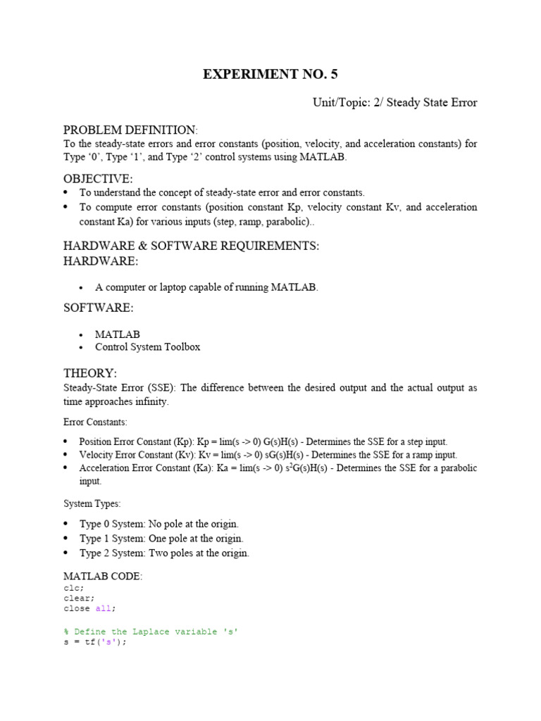 Experiment 5 | PDF | Matlab | System