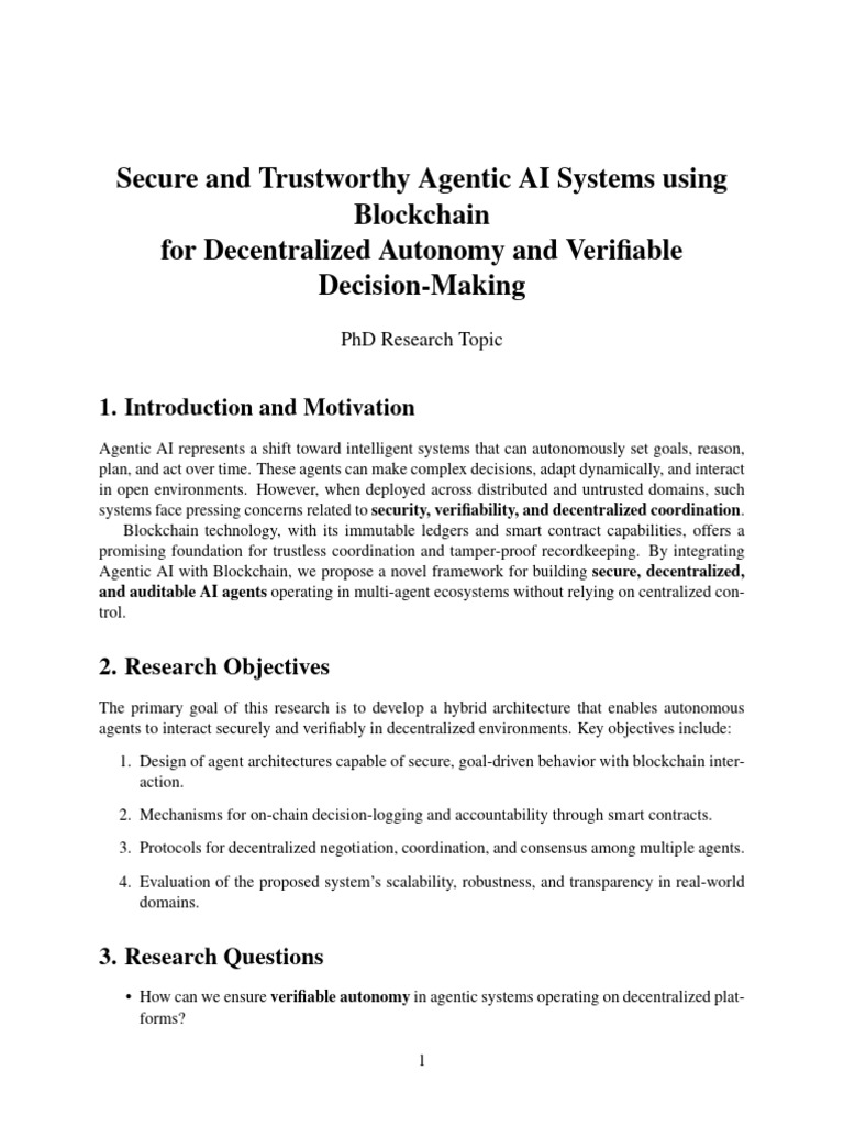 Secure Agentic AI via Blockchain Integration | PDF | Artificial ...