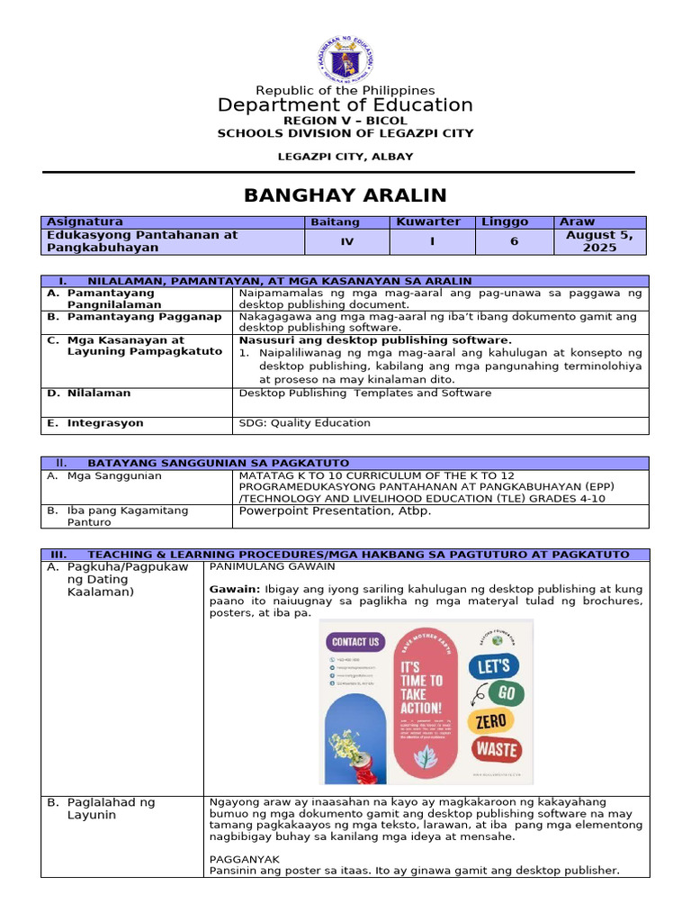 Department of Education: Banghay Aralin | PDF