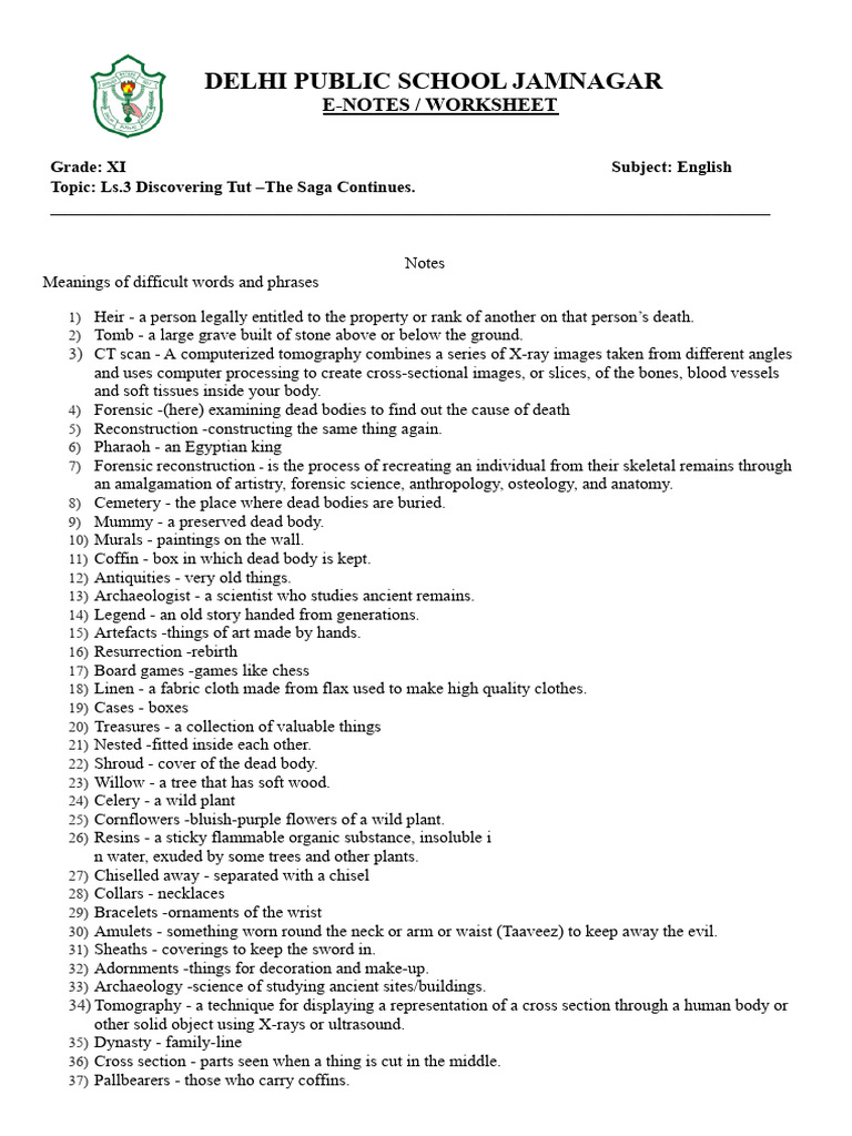 Ls. 3 - Discovering Tut - Notes | PDF | Tutankhamun | Akhenaten