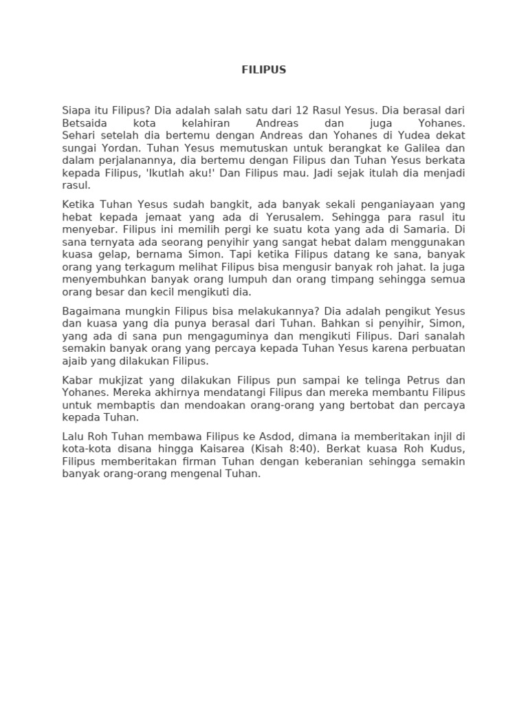 Latar Belakang Filipus, Rasul Yesus | PDF
