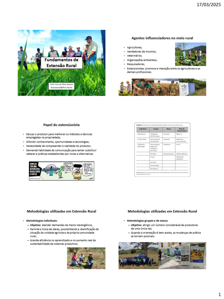 Fundamentos da Extensão Rural e Metodologias | PDF ...