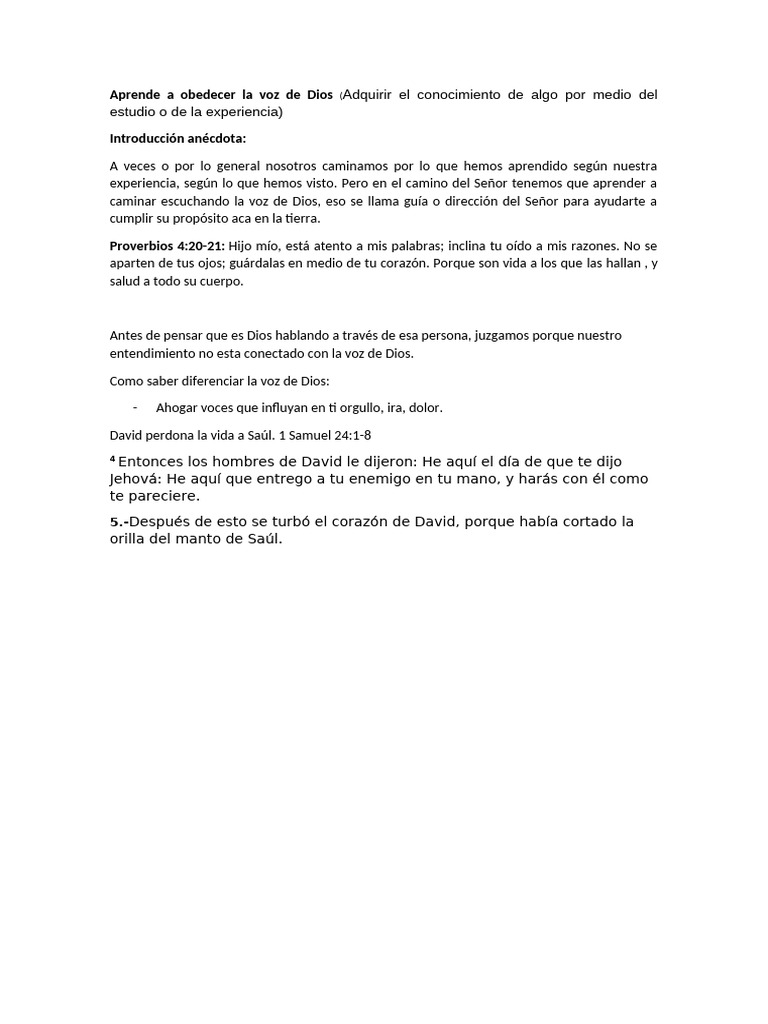 Aprende A Obedecer La Voz de Dios | PDF