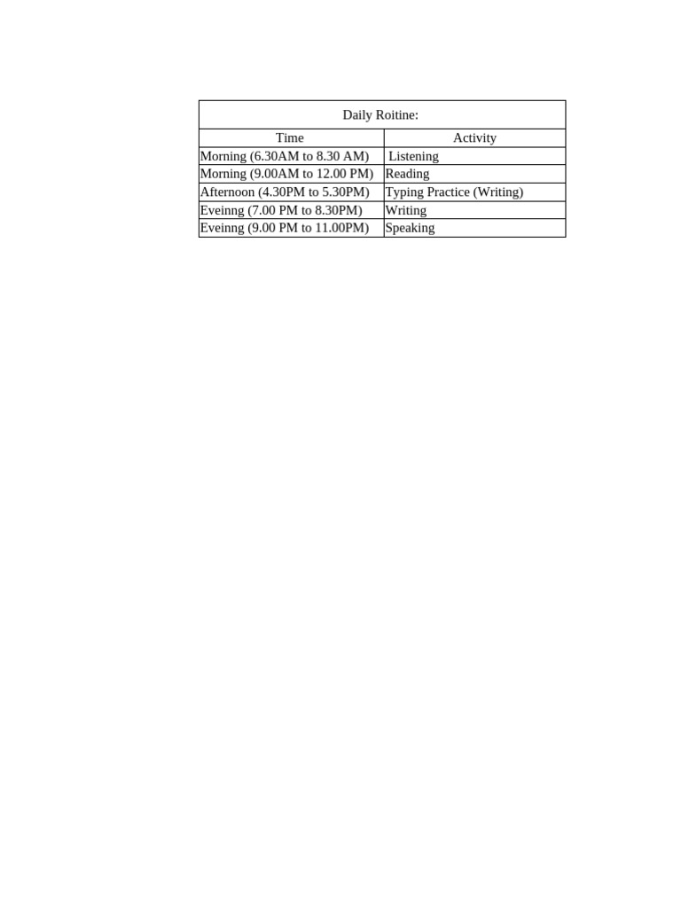 Daily Routine Schedule | PDF