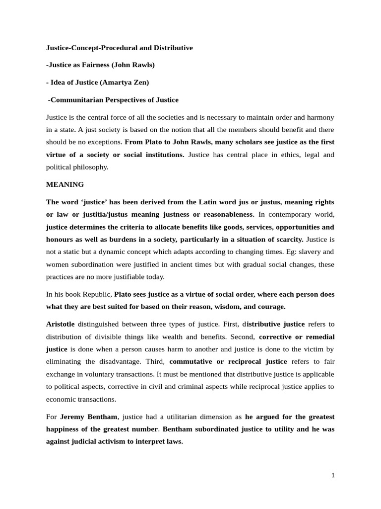 Rawls' Entitlement in Distributive Justice | PDF | Justice | Crime ...