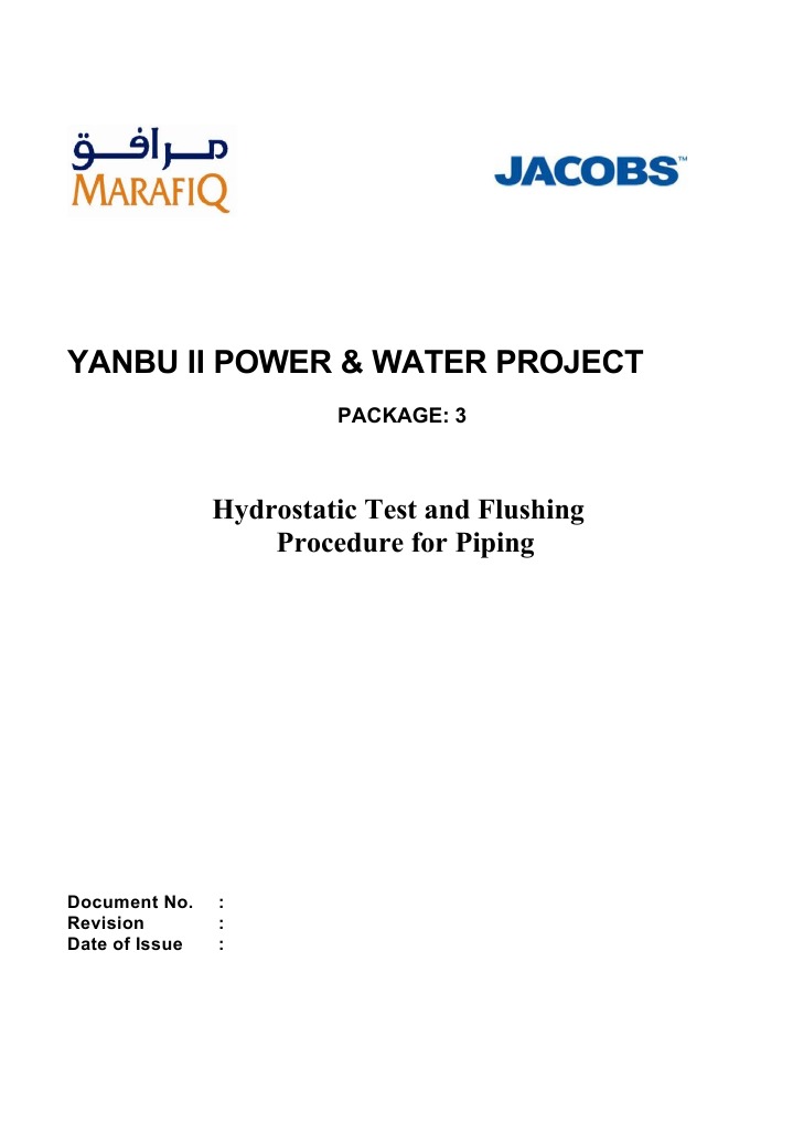 Hydrostatic Testing & Flushing Procedure | PDF | Valve | Pipe (Fluid ...