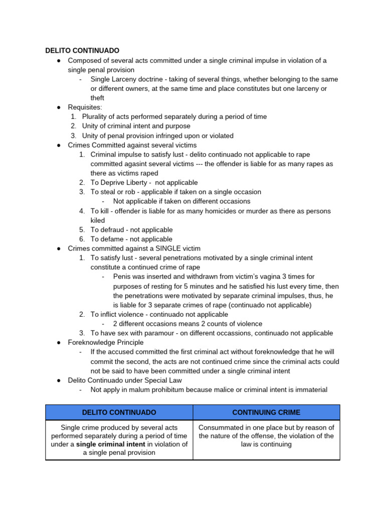 Understanding Delito Continuado in Law | PDF | Crimes | Crime & Violence