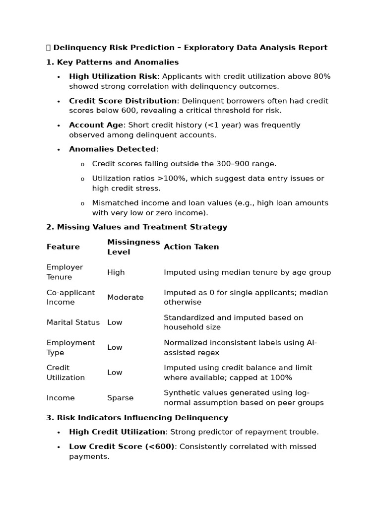 Delinquency Predictor Score Insights | PDF