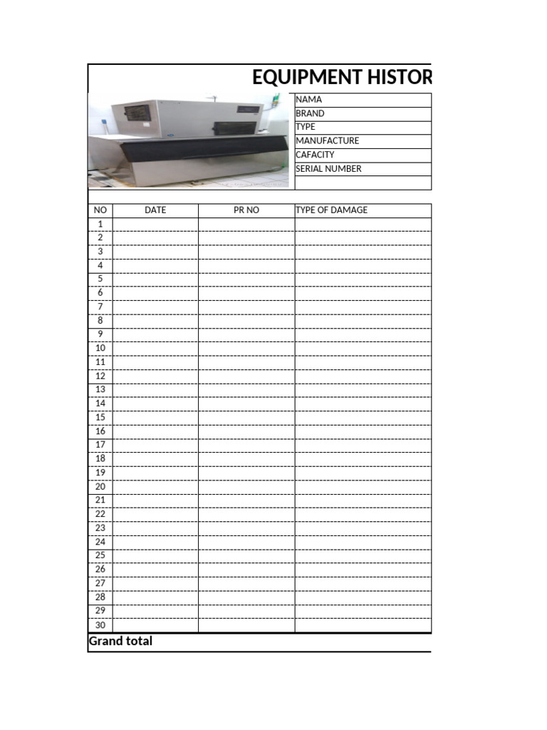 Equipment History Card for Compressors | PDF