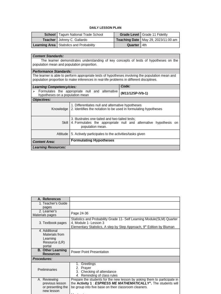 Formulating Hypotheses in Statistics | PDF | Hypothesis | Null Hypothesis