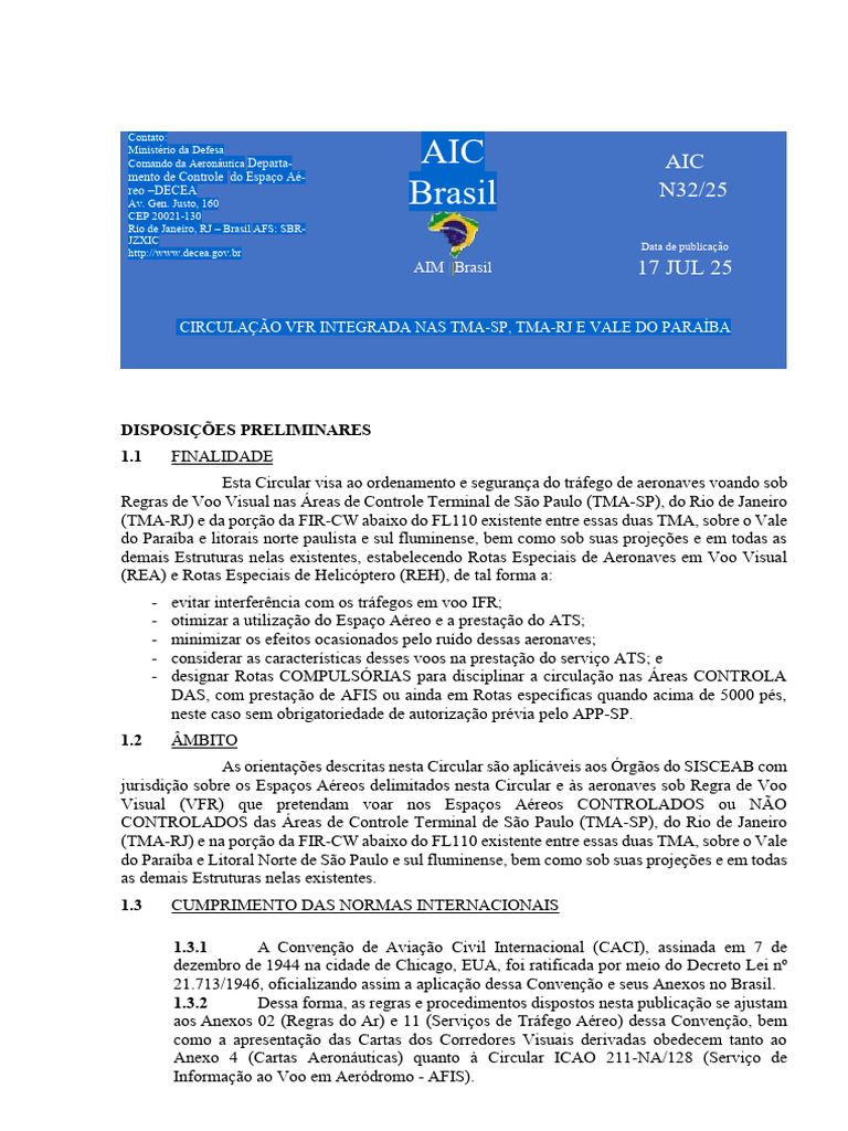 Circulação VFR nas TMA-SP e TMA-RJ | PDF | Regras de voo por ...