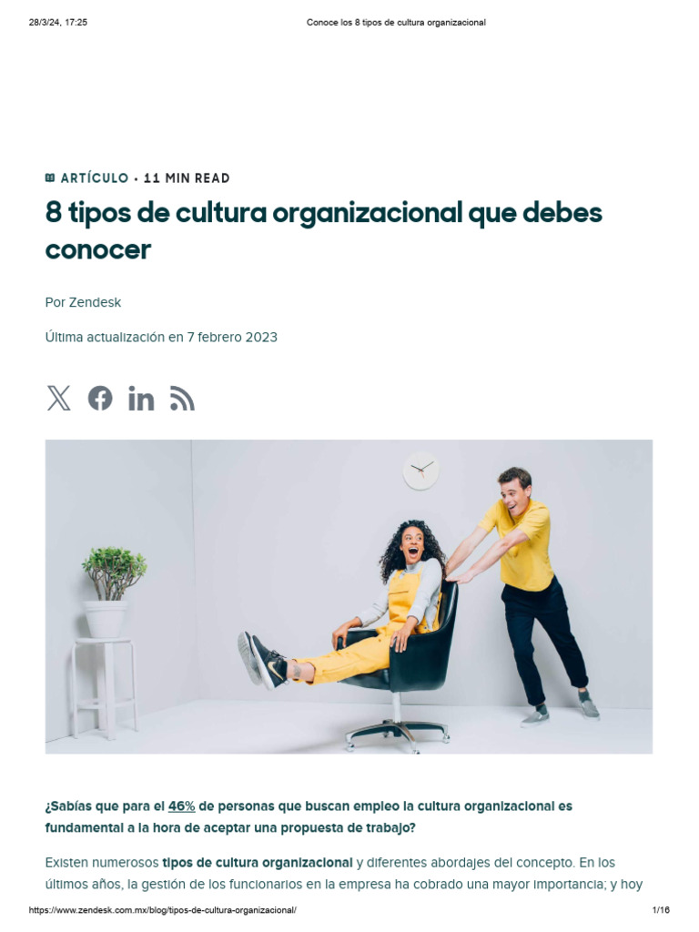 8 Tipos de Cultura Organizacional | PDF | Cultura organizacional ...