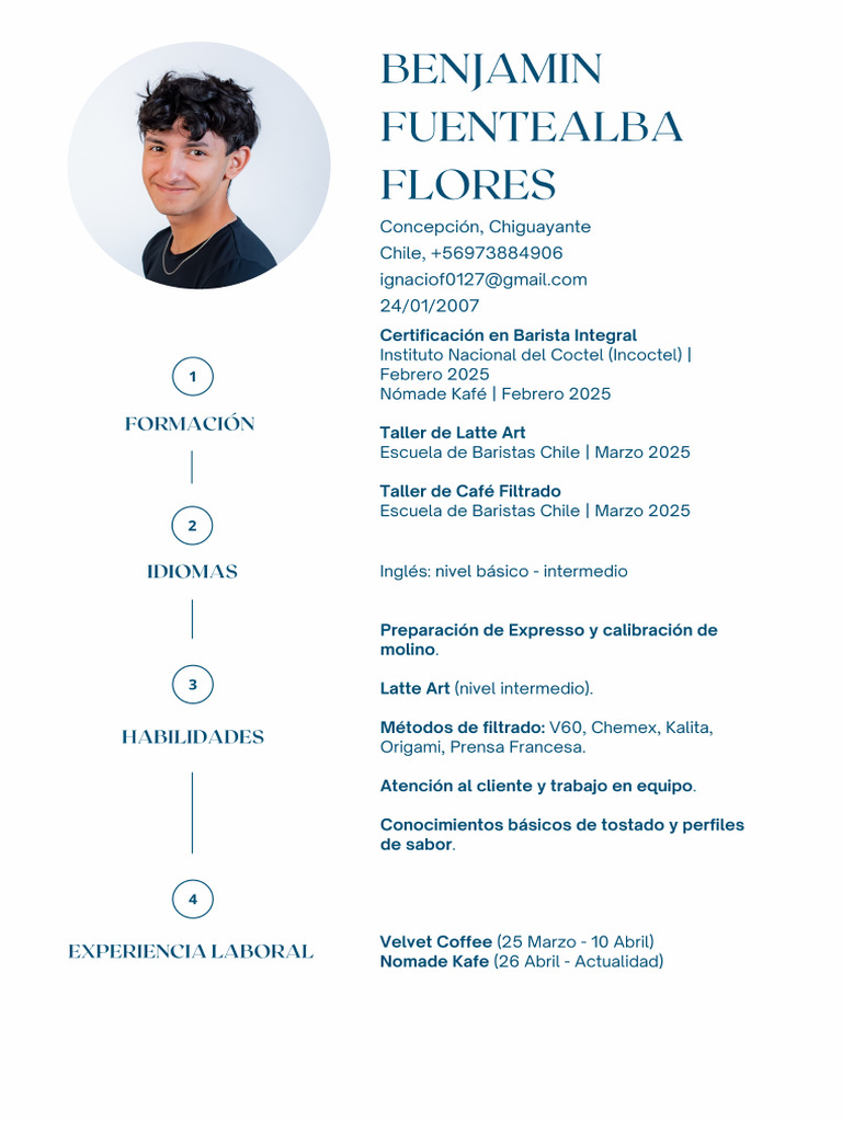 Currículum Vitae Moderno y Profesional en Color Blanco y Azul ...