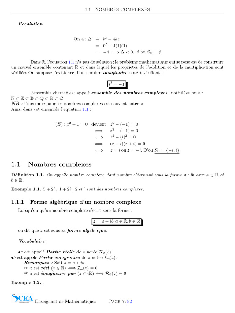 Introduction aux Nombres Complexes | PDF | Nombre complexe | Analyse ...
