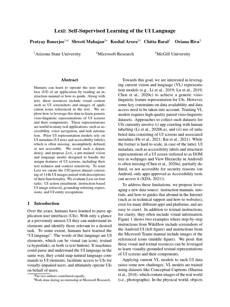 Lexi: Learning UI Language Representations | PDF | User Interface ...