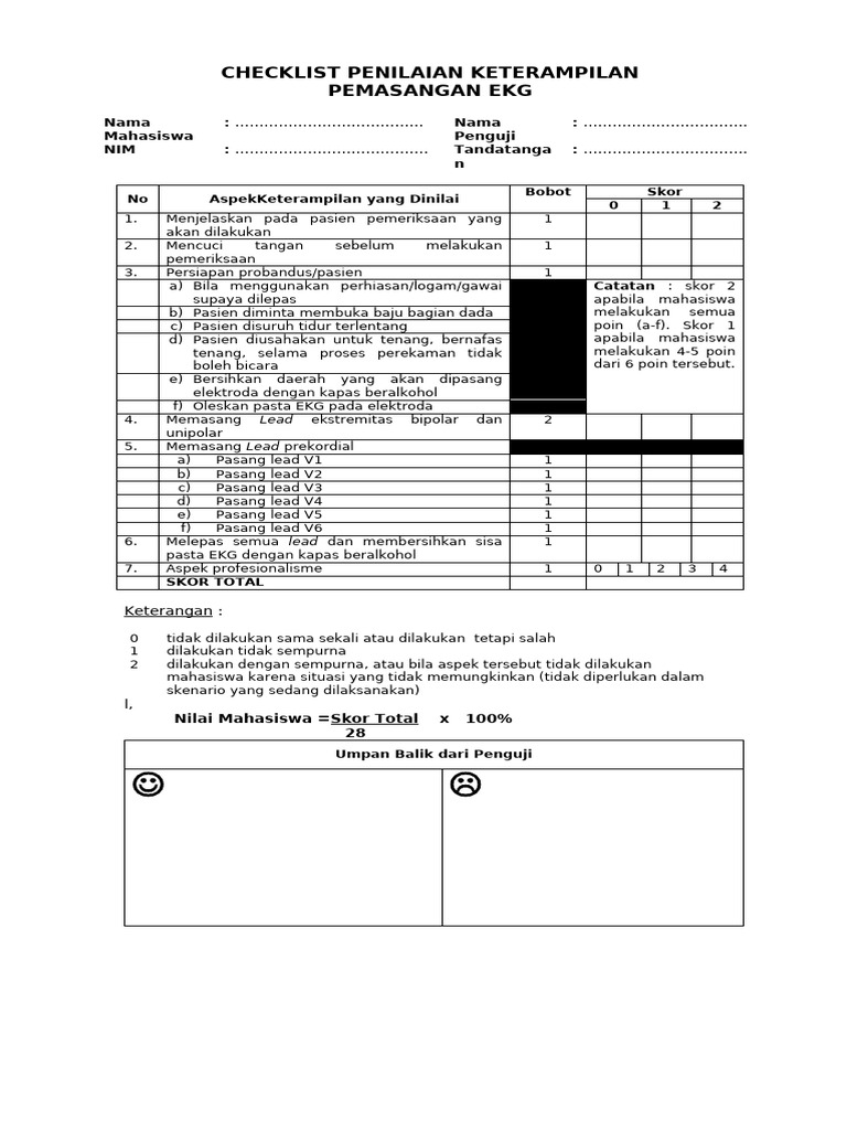Checklist Pemasangan Ekg | PDF