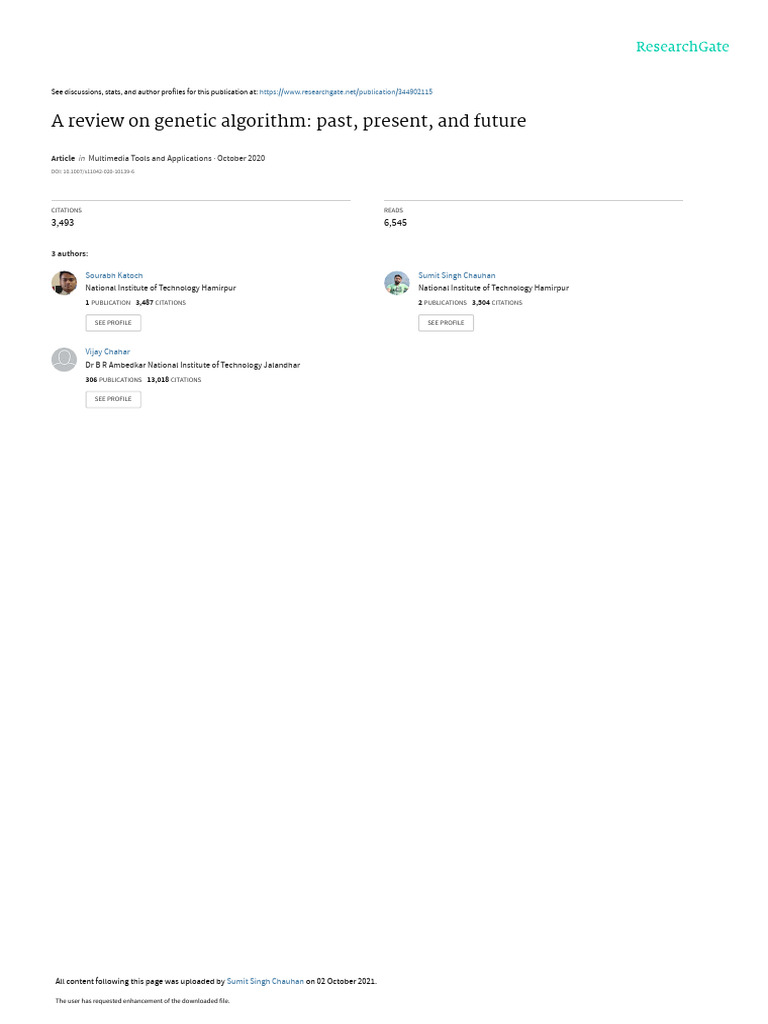 Katoch2021 Article AReviewOnGeneticAlgorithmPastP | PDF | Metaheuristic ...