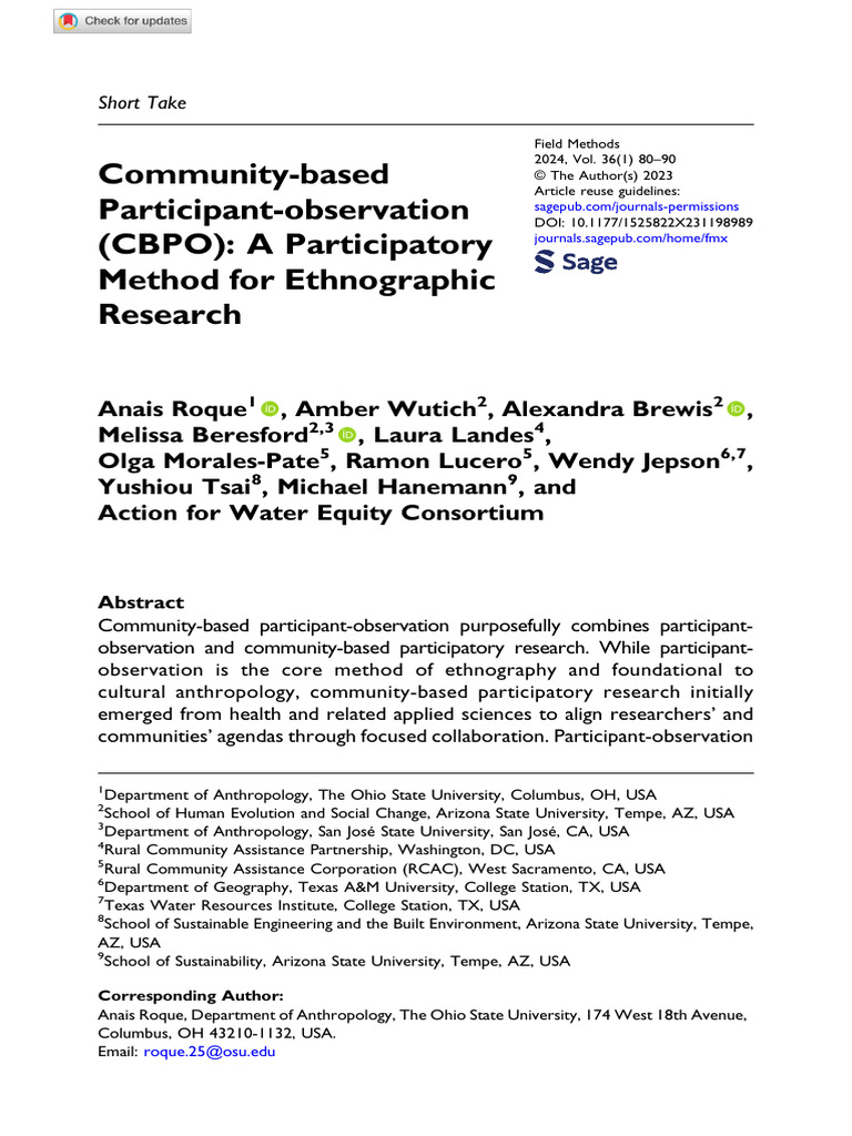 Community-Based Participant Observation | PDF | Ethnography | Knowledge