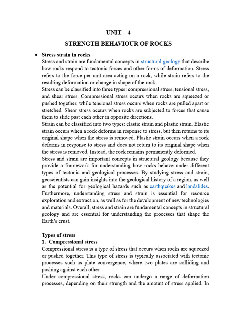 Types of Stress in Rocks | PDF | Plasticity (Physics) | Deformation ...
