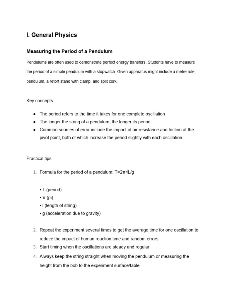 Physics Practical Notes | PDF | Refraction | Pendulum