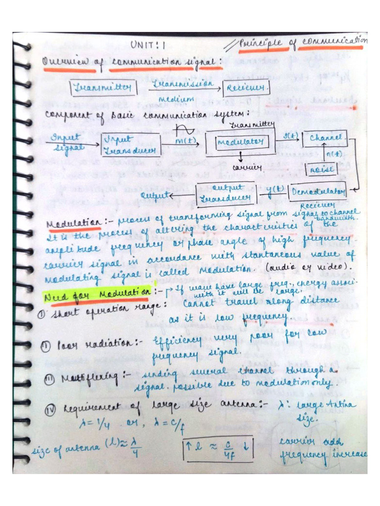 Principle of Communication Handwritten Notes | PDF